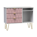 Geo White and Pink 3 Drawer Contemporary TV Unit Stand