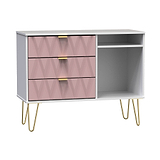 Geo White and Pink 3 Drawer Contemporary TV Unit Stand