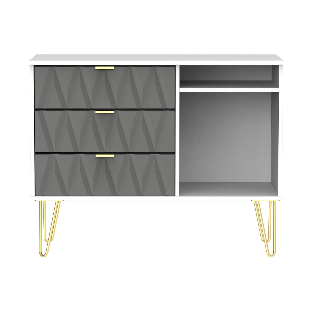Geo White and Grey 3 Drawer Contemporary TV Unit Stand
