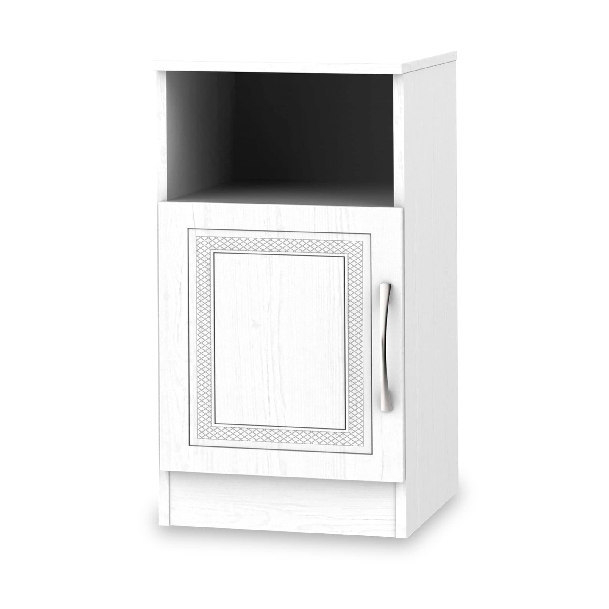 Killgarth White 4 Piece Bedroom Set - Bedside Table with Door