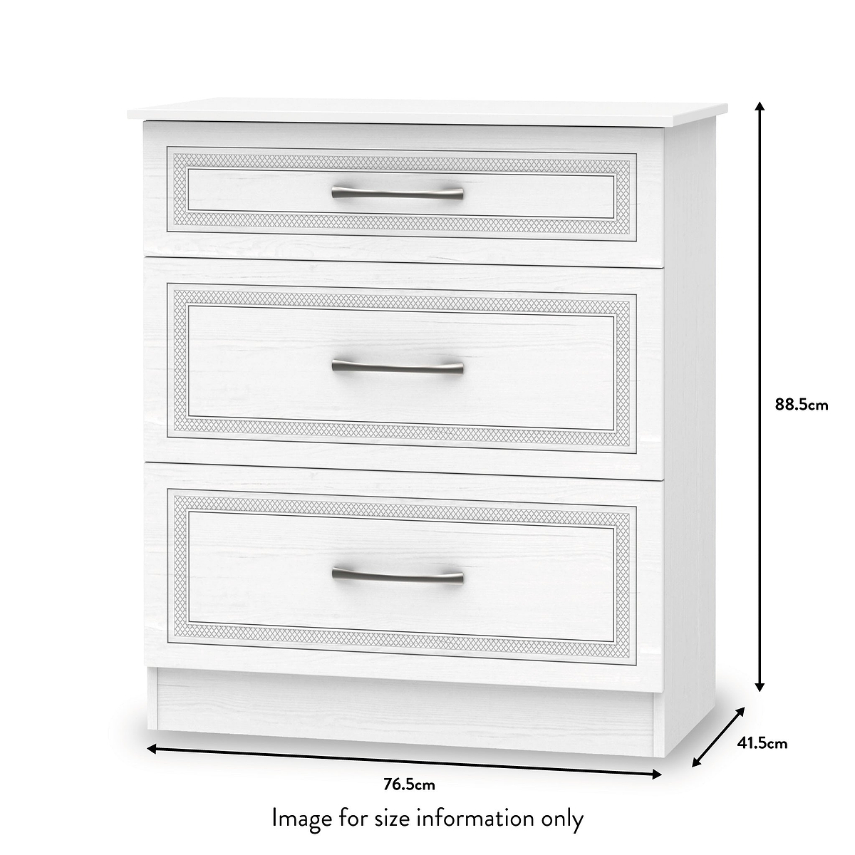 Killgarth White 3 Drawer Deep Chest dimensions