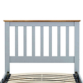 grey painted headboard with oak top on the Atlas Grey Single Wooden Ottoman Bed