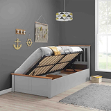 left hand opened Atlas Grey ottoman storage bed