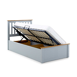 Atlas Grey Single Wooden Ottoman Bed with under bed storage