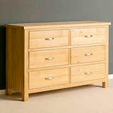 London Oak Large 6 Drawer Chest of Drawers - Side view