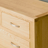 London Oak Large 6 Drawer Chest of Drawers - Close up of top corner