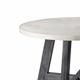 close up of concrete top on the Saltaire Industrial Grey Concrete Round Dining Table
