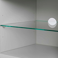 Elgin Grey 90cm Small TV Unit - Close up of glass shelf fixing