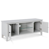 Elgin Grey 120cm large TV stand - Side view with cupboard doors open