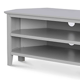 Elgin Grey corner TV stand - Close up of shelves