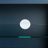 Stirling Blue 120cm Large TV Unit - Close up of cable access hole