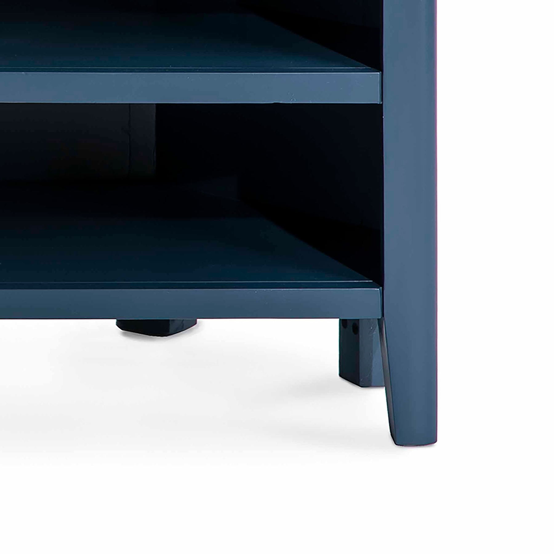 Stirling Blue Corner TV Stand - Close up of feet