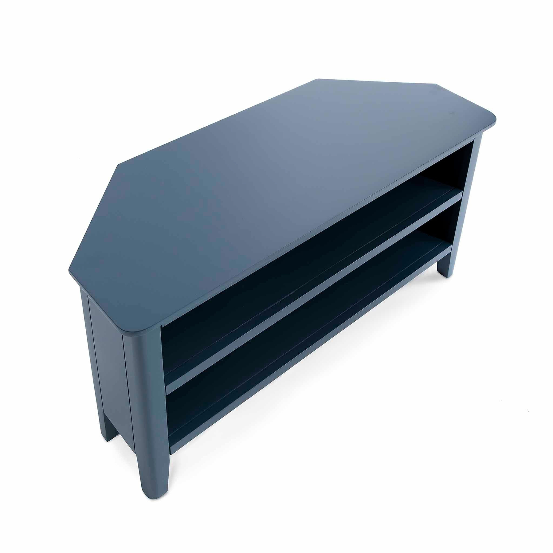 Stirling Blue Corner TV Stand - Looking down