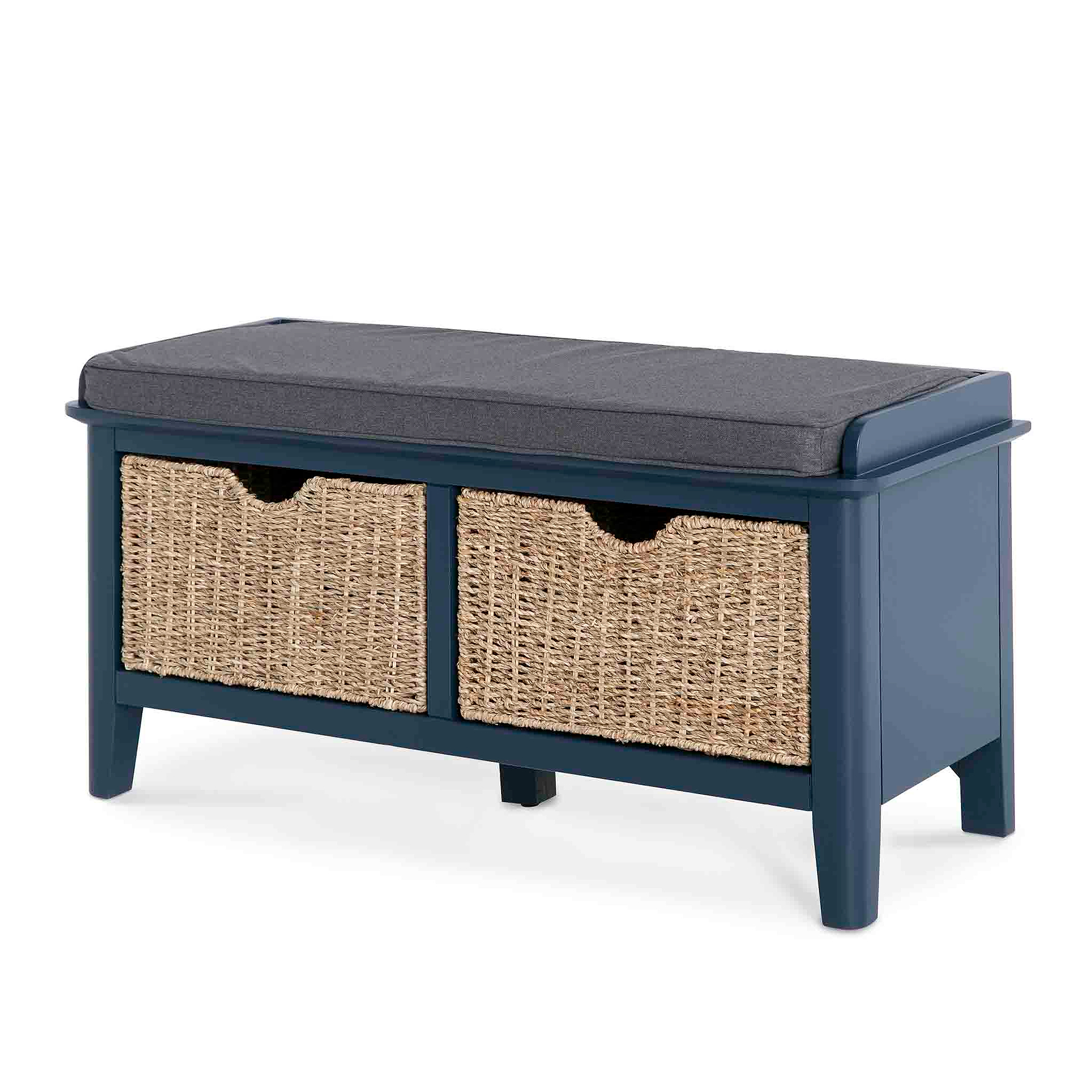 Stirling Blue Storage Bench - Side view