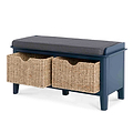 Stirling Blue Storage Bench - Side view with baskets open