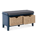 Stirling Blue Storage Bench - Side view with baskets open