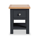Farrow Charcoal Side Lamp Table with Storage Drawer