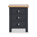 Farrow Charcoal Bedside Table by Roseland Furniture - Front view with silver handles