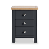 Farrow Charcoal Bedside Table by Roseland Furniture - Front view with silver handles