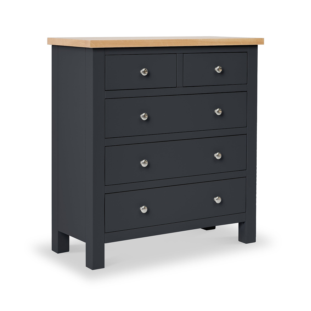 Farrow Charcoal 2 over 3 Chest of drawers from Roseland Furniture - Angle View