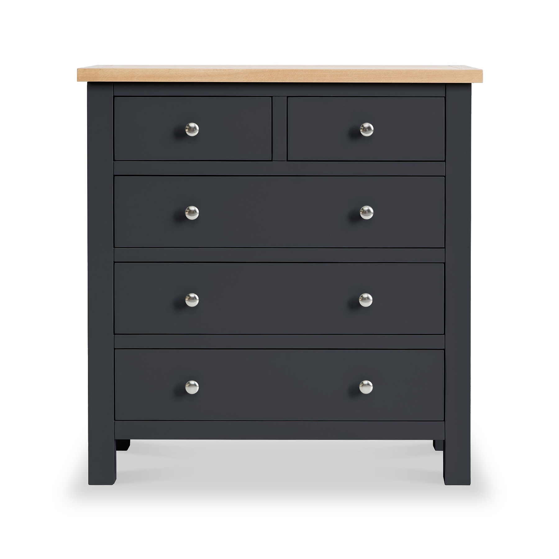 Farrow Charcoal 2 over 3 Chest of drawers from Roseland Furniture - Front view