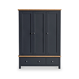 Farrow Charcoal Triple Wardrobe with Storage Drawers
