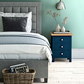 Farrow Navy Bedside Table by Roseland Furniture - Lifestyle Shot