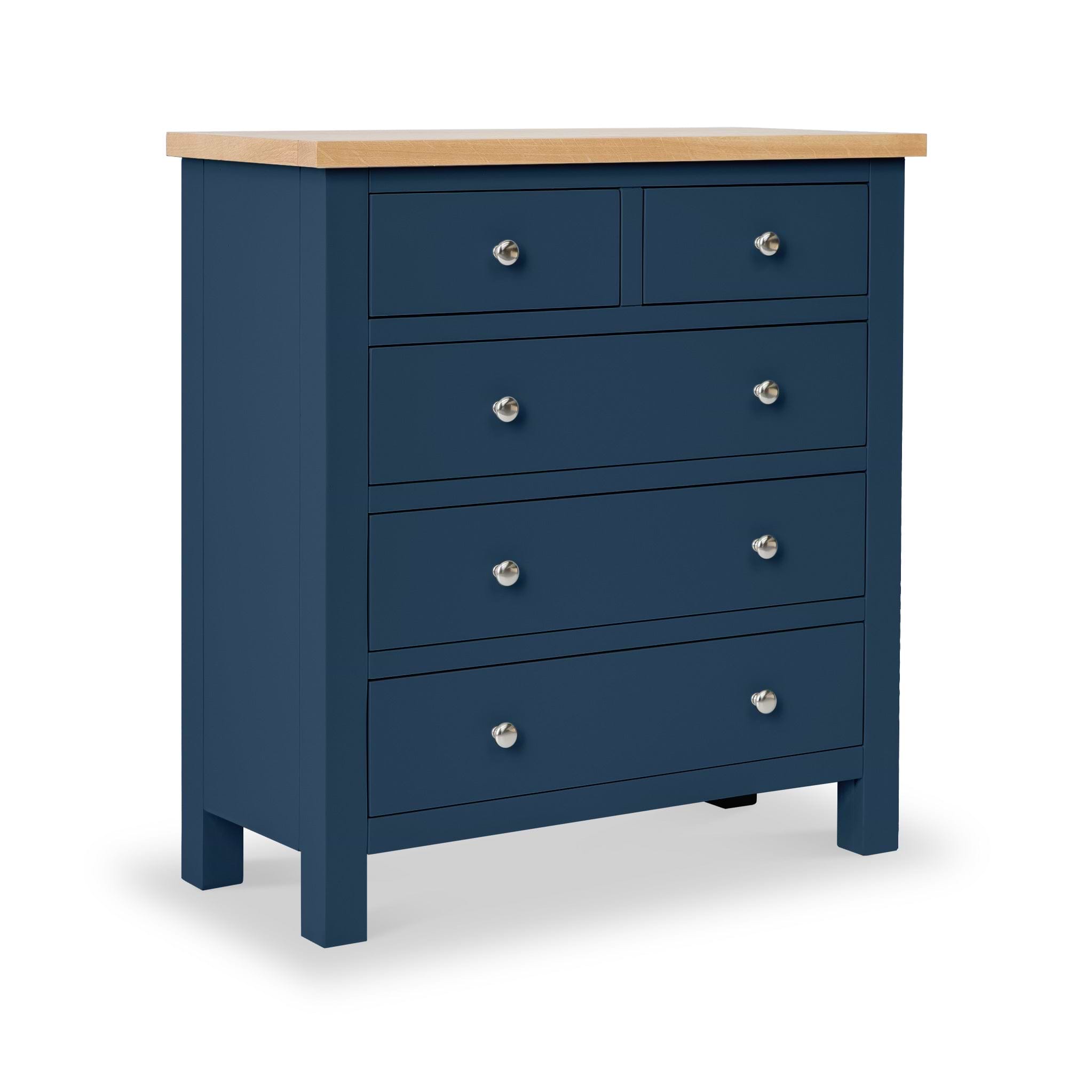 Farrow Navy Blue 2 Over 3 Chest Of Drawers from Roseland Furniture - Angle View