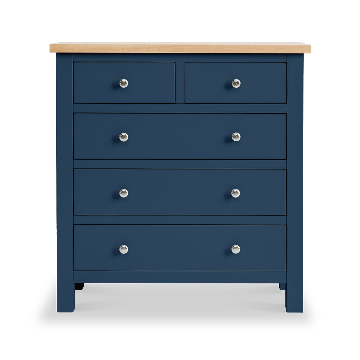 Farrow Navy Blue 2 Over 3 Chest Of Drawers from Roseland Furniture - Front View