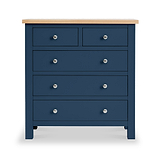 Farrow Navy Blue 2 Over 3 Chest Of Drawers from Roseland Furniture - Front View