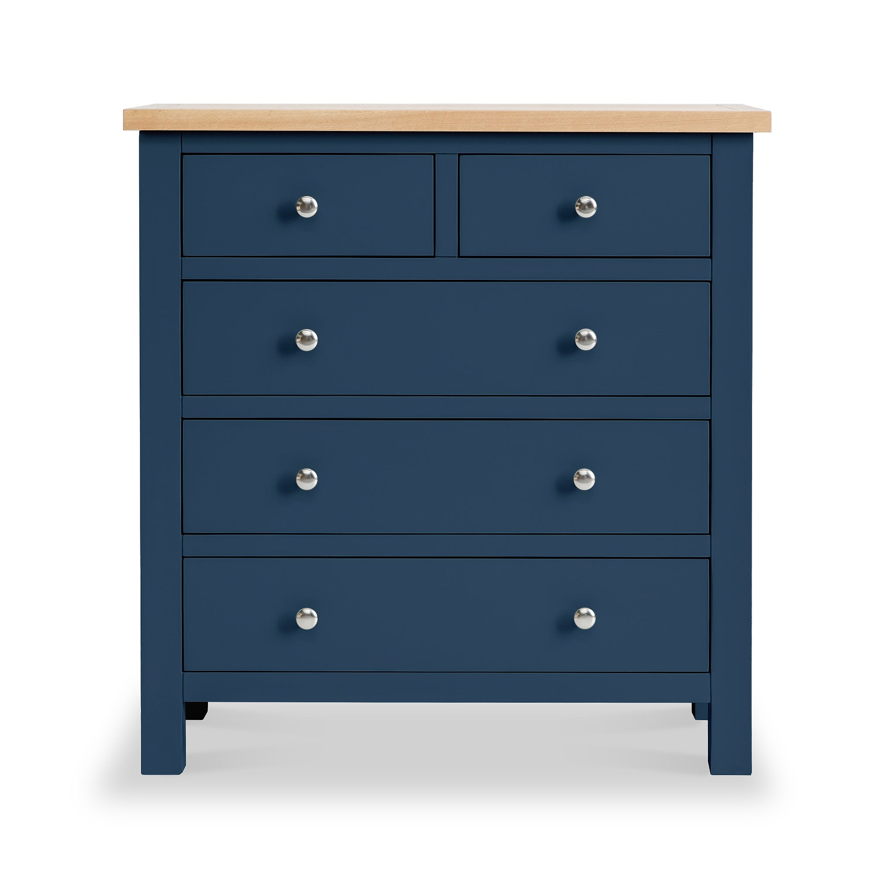 Farrow Navy Blue 2 Over 3 Chest Of Drawers from Roseland Furniture - Front View
