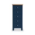 Farrow Navy Blue 5 Drawer Tallboy Chest from Roseland Furniture