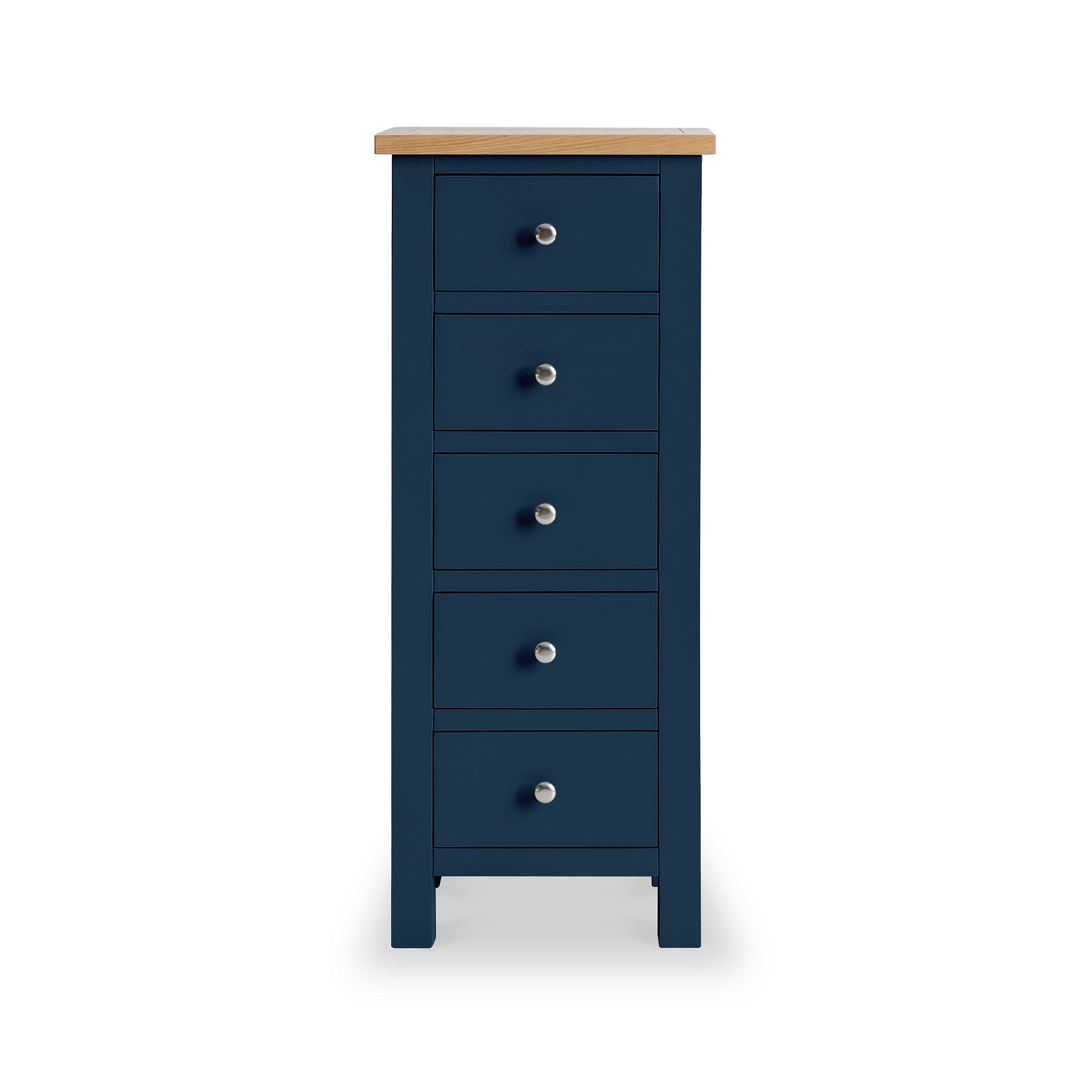Farrow Navy Blue 5 Drawer Tallboy Chest from Roseland Furniture