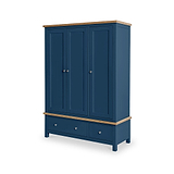 Farrow Navy Blue 3 Door Wardrobe with Storage Drawers