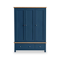 Farrow Navy Blue Triple Wardrobe with Storage Drawers