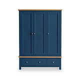 Farrow Navy Blue Triple Wardrobe with Storage Drawers