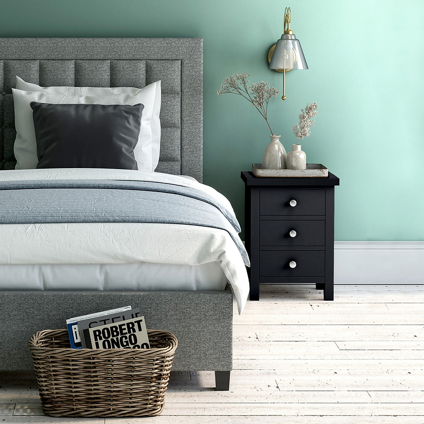 Cornish Painted 3 Drawer Bedside Table | White Grey | Roseland