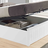 lifestyle image of the under bed storage on the Chiltern White Ottoman Storage Bed