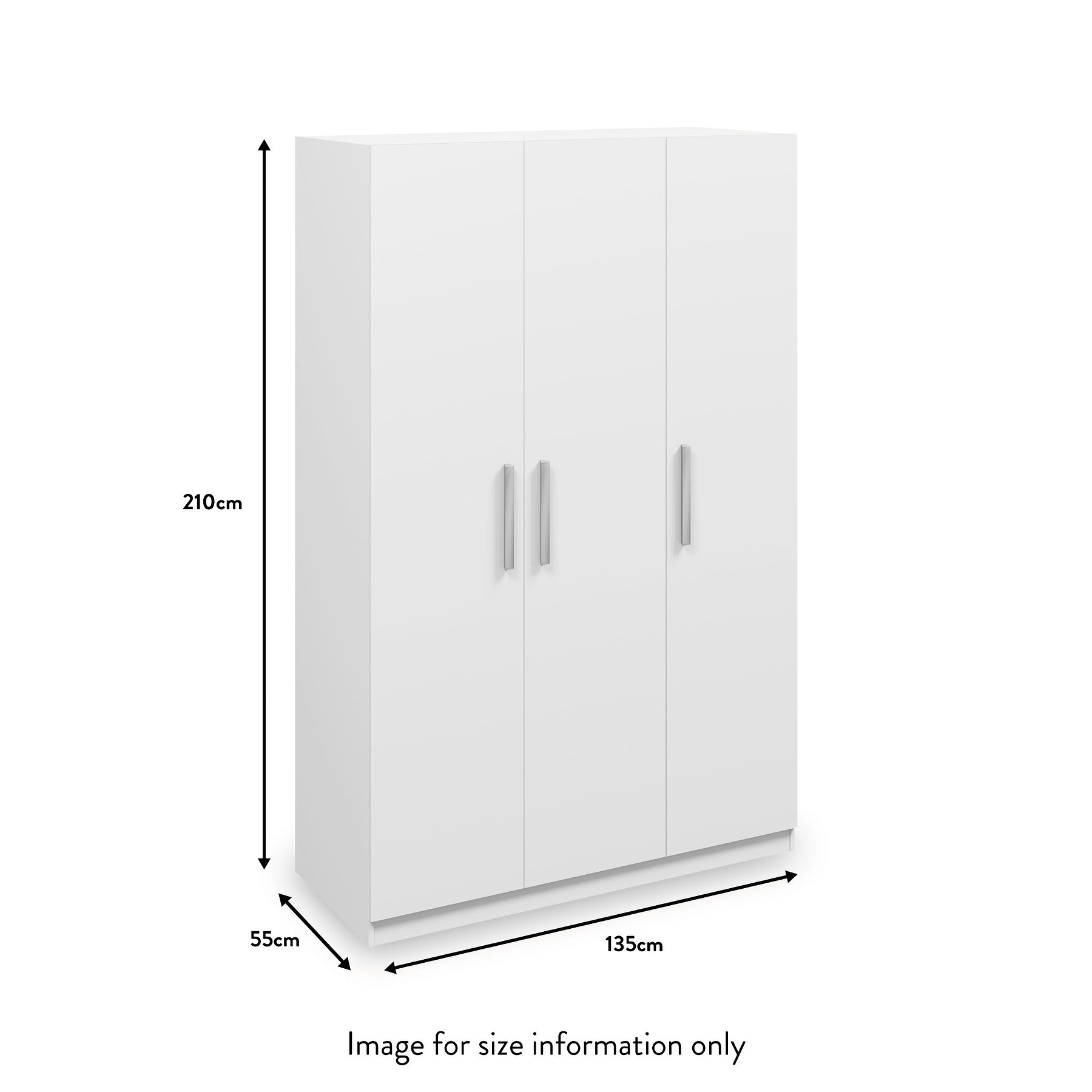 Meribel White 3 Door Wardrobe dimensions