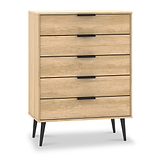Asher Light Oak 5 Drawer Chest with black legs from Roseland Furniture