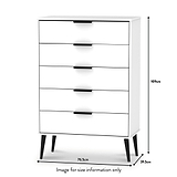Asher White 5 Drawer Storage Chest dimensions