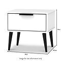 Asher White 1 Drawer Bedside Table dimensions