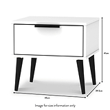 Asher White 1 Drawer Bedside Table dimensions