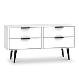 Asher White 4 Drawer Low Storage Chest from Roseland Furniture