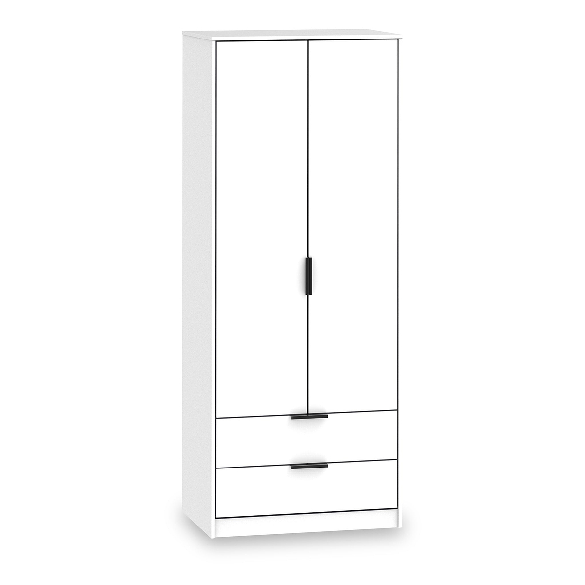 Asher White 2 Door 2 Drawer Wardrobe from Roseland Furniture