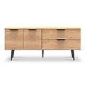 Asher Light Oak 2 Drawer 2 Door Wide Sideboard Cabinet from Roseland Furniture