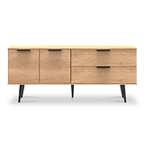 Asher Light Oak 2 Drawer 2 Door Wide Sideboard Cabinet from Roseland Furniture