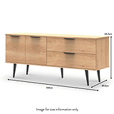 Asher Light Oak 2 Drawer 2 Door Wide Sideboard Cabinet dimensions