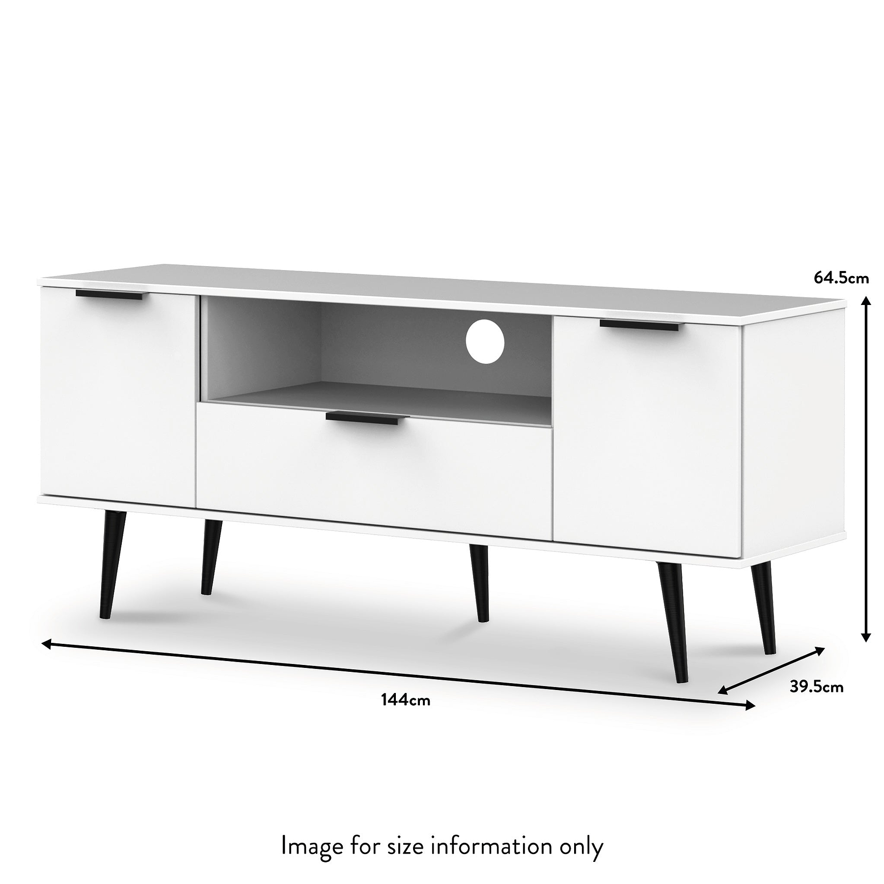 Asher White 2 door 1 drawer 1 TV unit dimensions