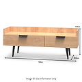 Asher Light Oak 2 Drawer Console Media TV Unit with black legs dimensions